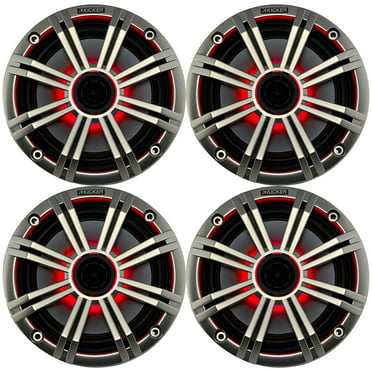 2x Kicker 6.5" 150W Marine 2-Way LED Speakers Silver Grilles LED Remote